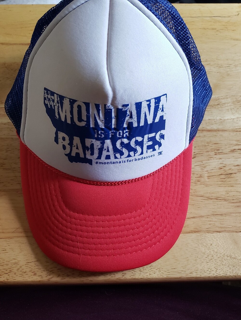 Red, White, And Blue Trucker Hat OSFM Otto Collection "Montana Is For Badasses".